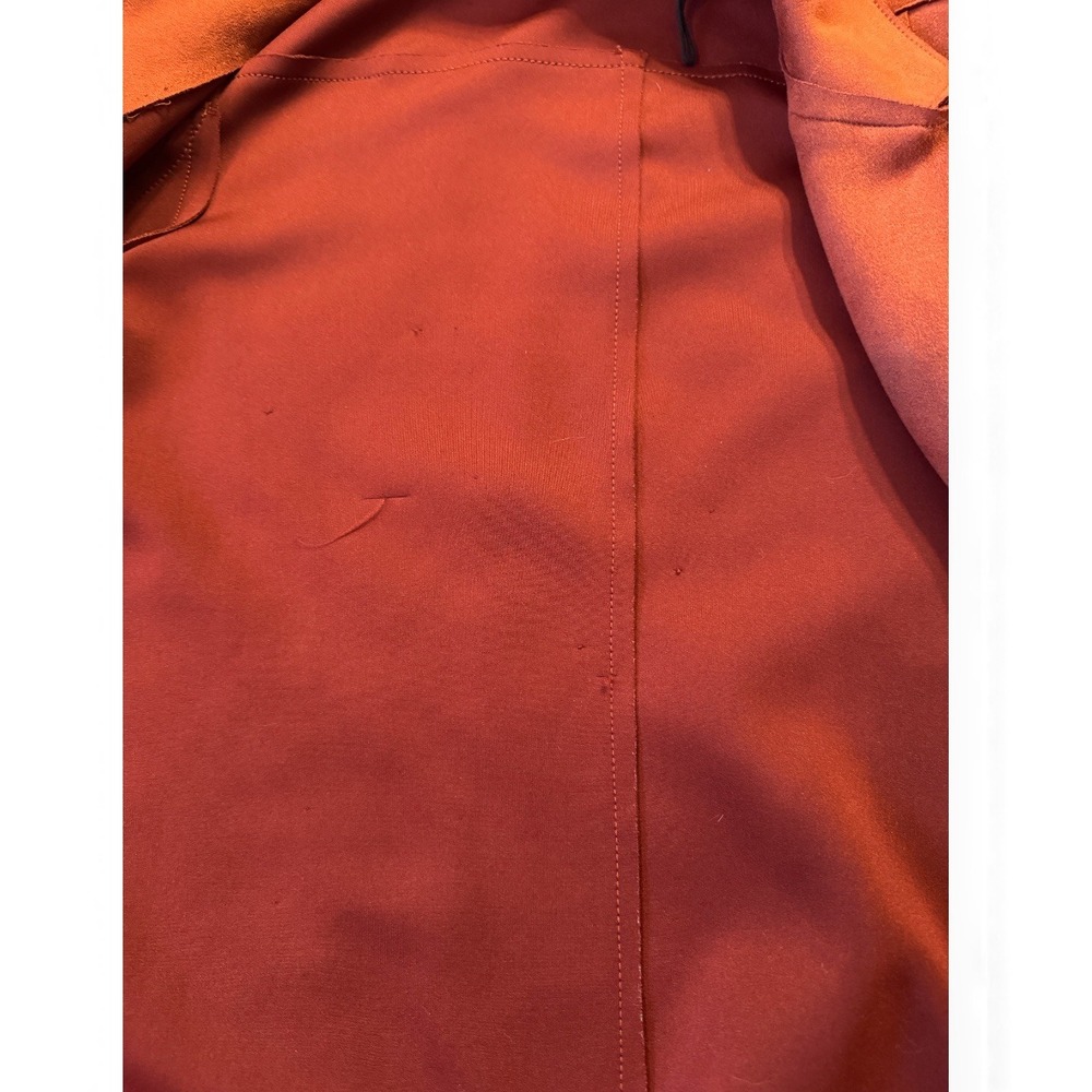 T Tahari Women S Faux Leather Rust Orange Collarless Jacket Coat‎ - Picture 3 of 8